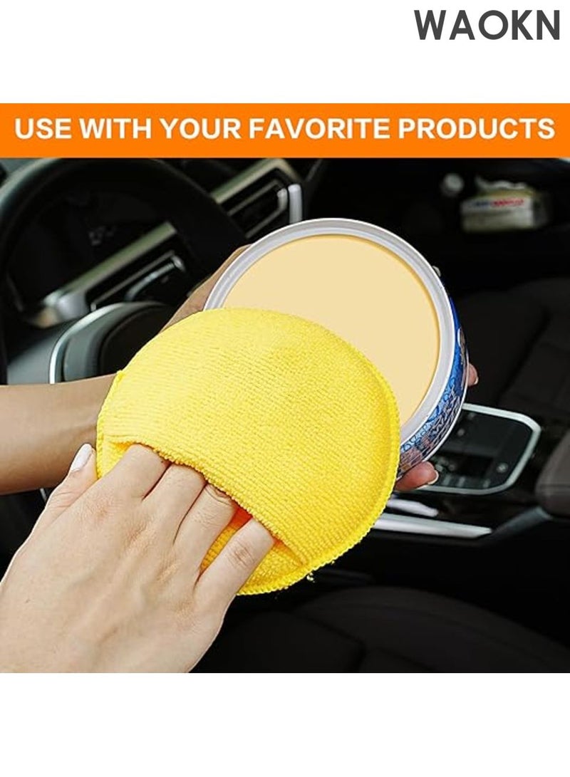 WAOKN Microfiber Wax Applicator Pads , Car Wax Applicator with Finger Pocket , Buffing & Detail Polishing Foam Pads , suitable for Car Cleaning and Fine Polishing , soft and comfortable , 5 inch , 6 Pack , yellow . - Image 3